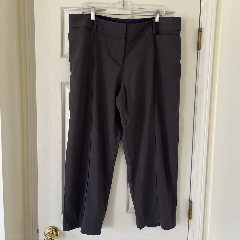 M.M. LaFleur Chester Pant Size 16 in Fig Brown, 100% Wool Cropped Stretch Office